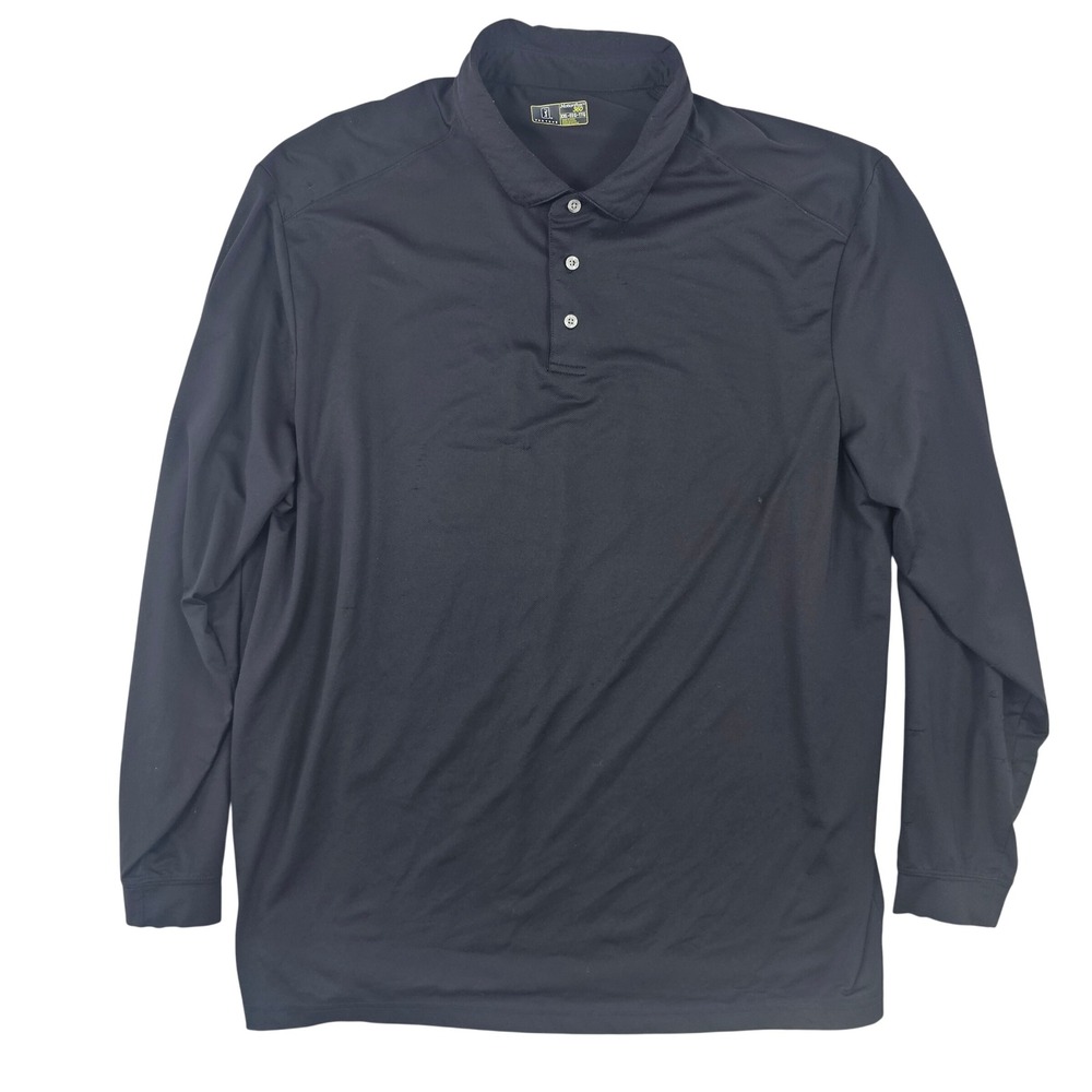 PGA Tour Motionflux 360 Mens XXL Black Long Sleeve Polo Golf Shirt Performance
